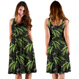 Green Peas Pattern Print Design 02 Sleeveless Midi Dress