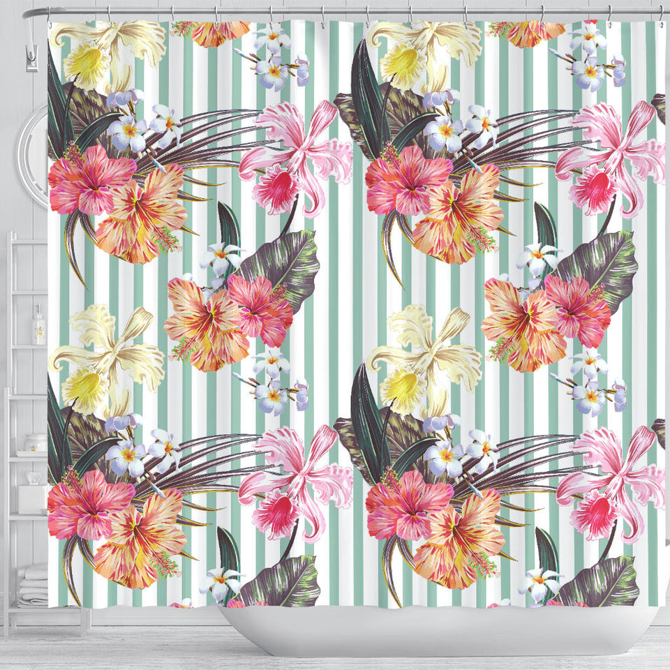 Colorful Orchid Flower Pattern Shower Curtain Fulfilled In US