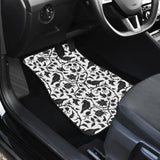 Crow Dark Floral Pattern Front And Back Car Mats