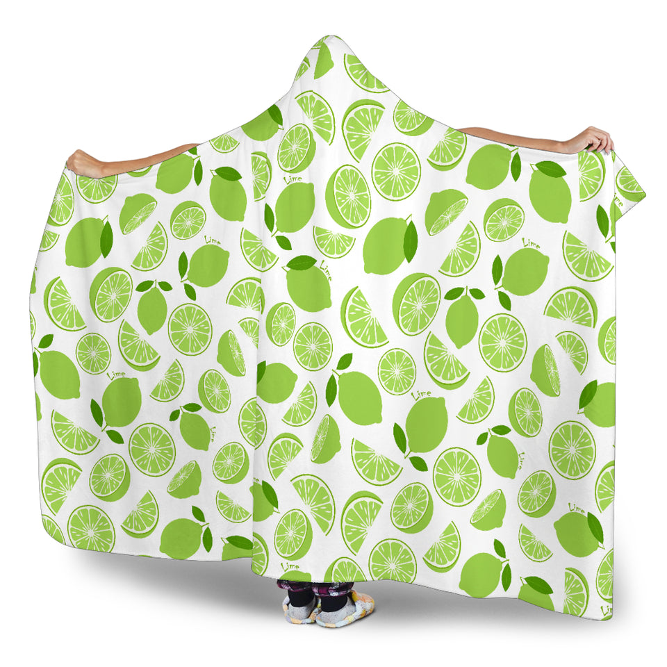Lime Design Pattern Hooded Blanket