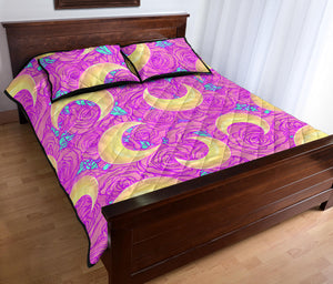 Moon pink rose background Quilt Bed Set