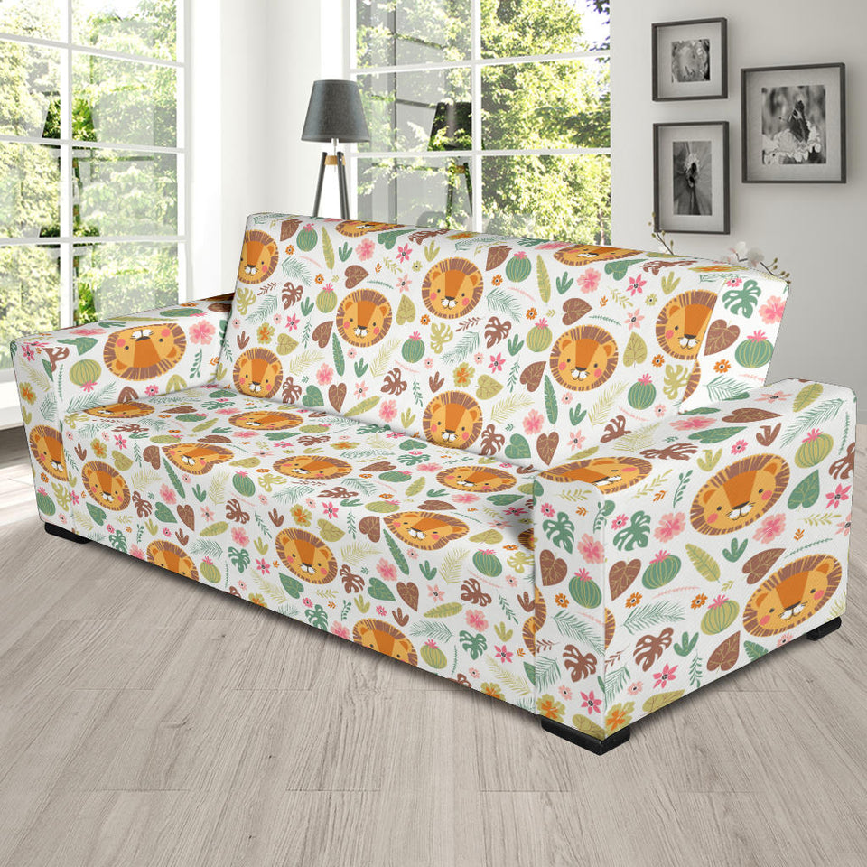 Lion Pattern Print Design 04 Sofa Slipcover