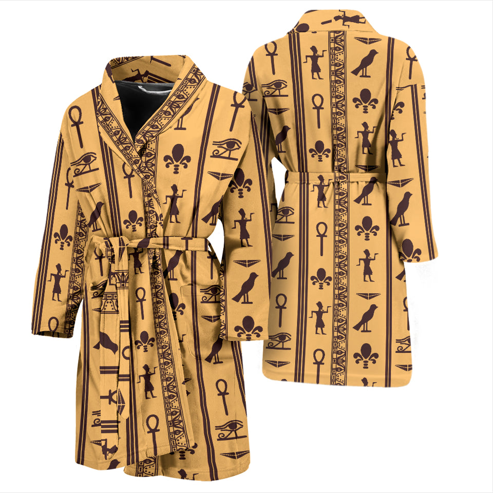 Egypt Hieroglyphics Pattern Print Design 02 Men's Bathrobe