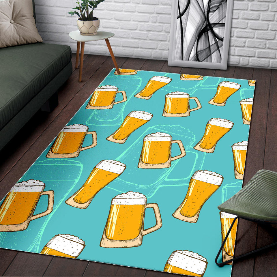 Beer Pattern Green Background Area Rug