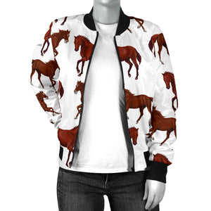 Horses Running Pattern Background Women'S Bomber Jacket