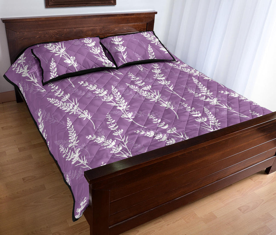 Lavender flowers purple pattern Quilt Bed Set