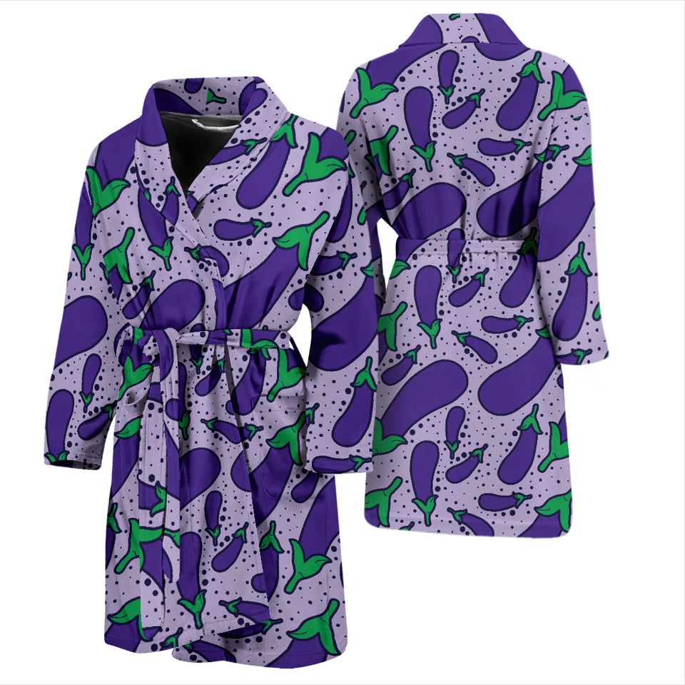Eggplant Pattern Print Design 03 Men's Bathrobe