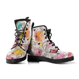 Clock Butterfly Pattern Leather Boots