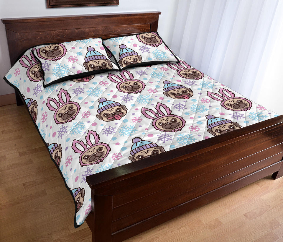 Cute pug hat rabbit costume pattern Quilt Bed Set