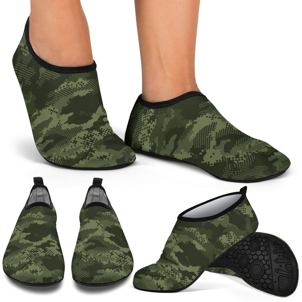 Digital Green Camo Camouflage Pattern Aqua Shoes