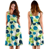 Blueberry Flower Pattern Sleeveless Midi Dress