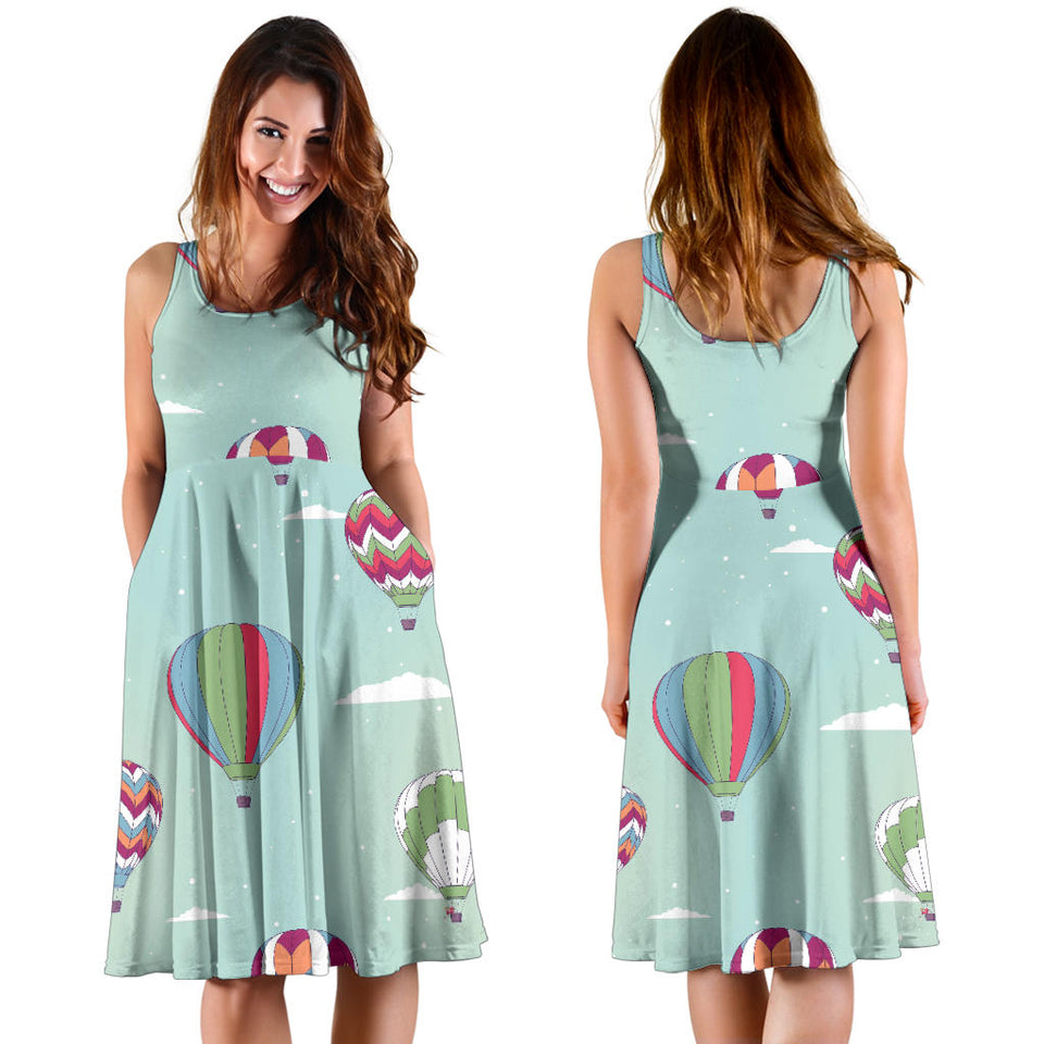 Hot Air Balloon Design Pattern Sleeveless Midi Dress