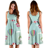 Hot Air Balloon Design Pattern Sleeveless Midi Dress