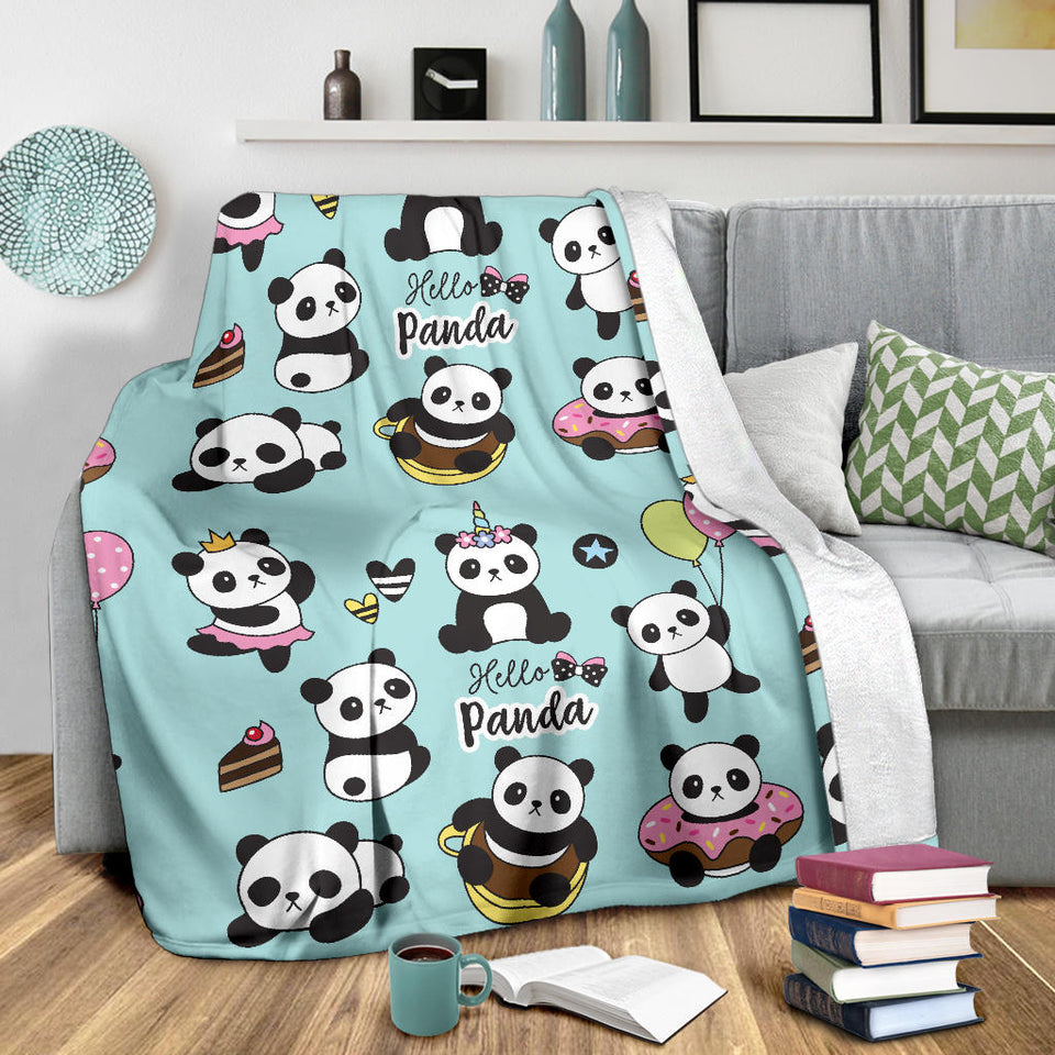 Cute Baby Panda Pattern Premium Blanket