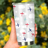 Airplane Cloud Grey Background Tumbler