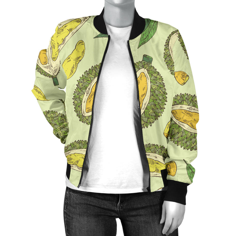 Durian Leaves Pattern Background Women'S Bomber Jacket