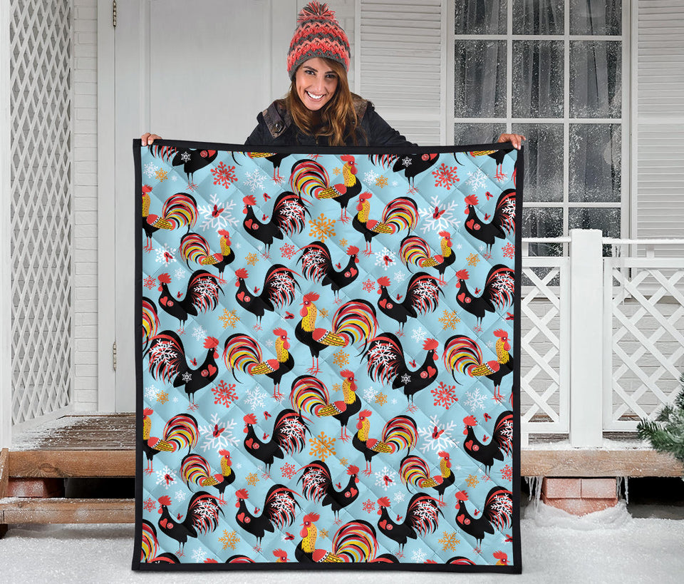 Rooster Chicken Cock Snowfalke Premium Quilt