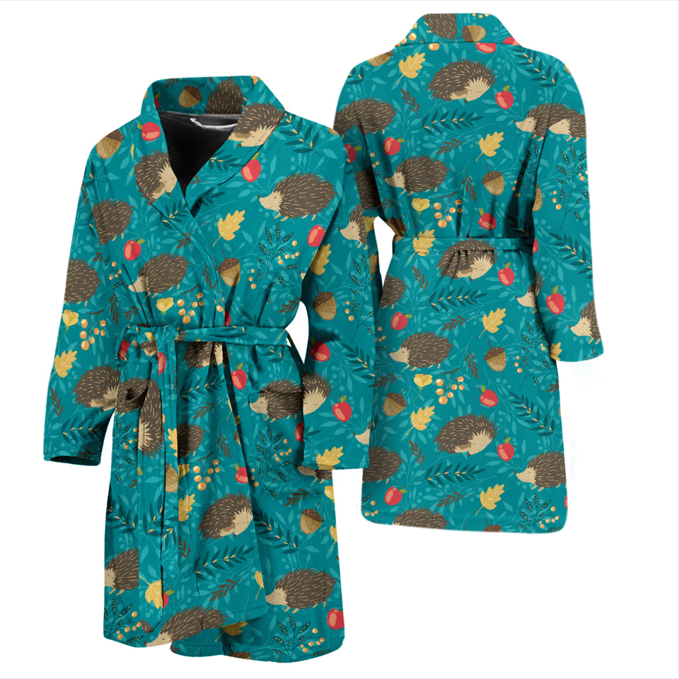 Hedgehog Pattern Print Design 01 Men's Bathrobe