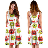 Alien Pattern Print Design 05 Sleeveless Midi Dress