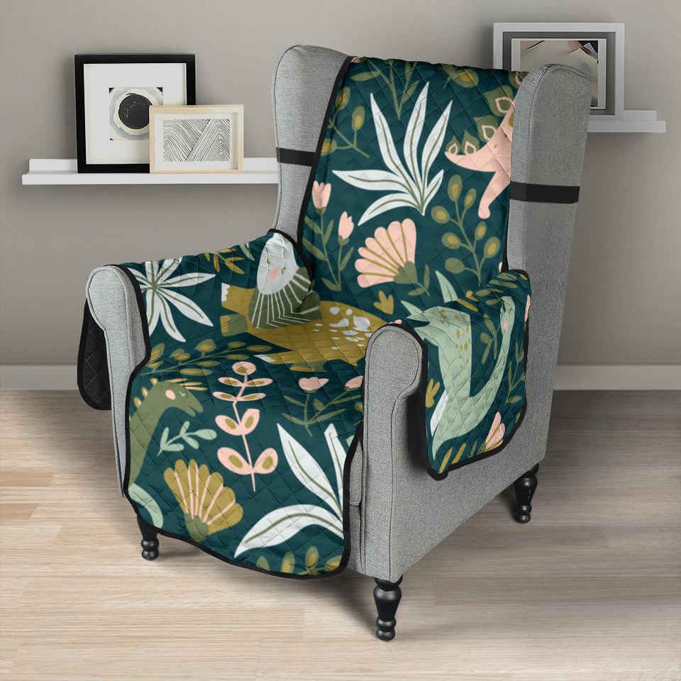 dinosaurs tropical leaves flower pattern Chair Cover Protector
