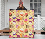Cake Cupcake Heart Cherry Pattern Premium Quilt