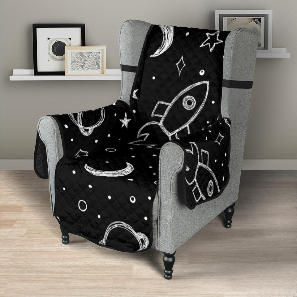 Hand drawn space rocket star planet Chair Cover Protector