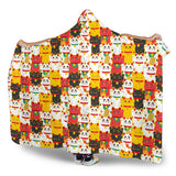 Colorful Maneki Neko Lucky Cat Pattern Hooded Blanket