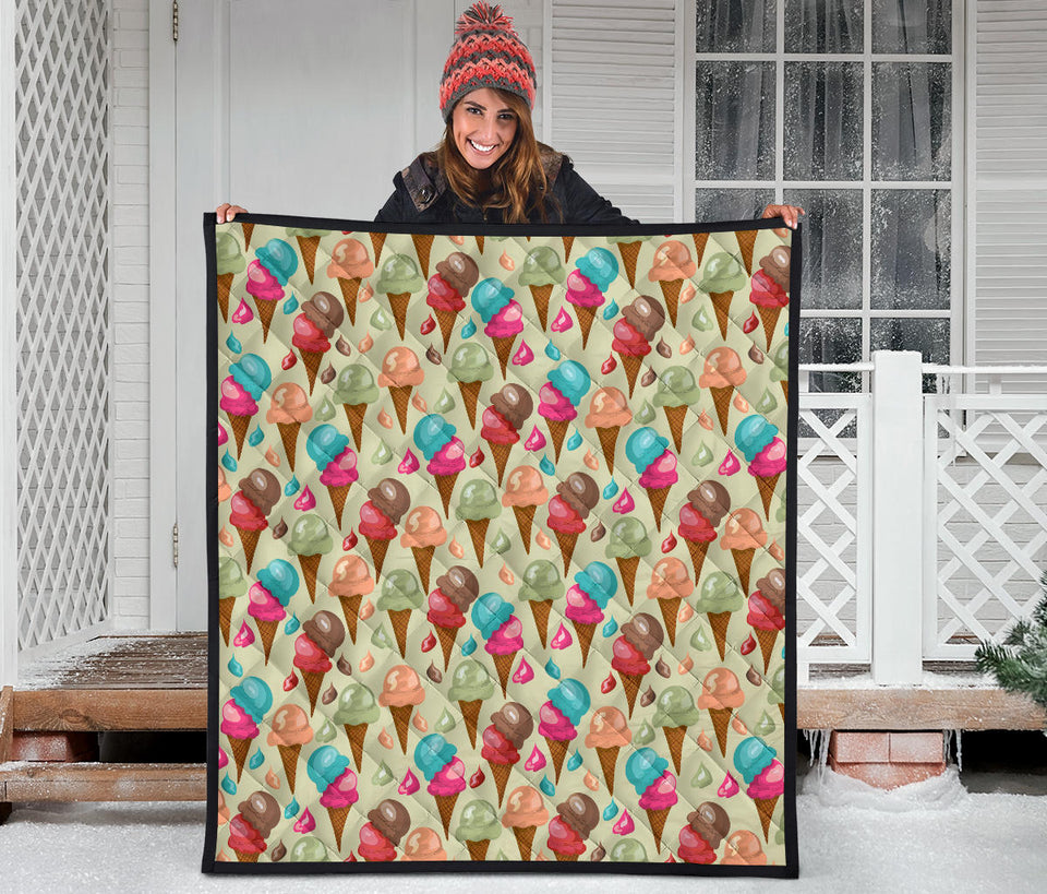 Colorful Ice Cream Pattern Premium Quilt