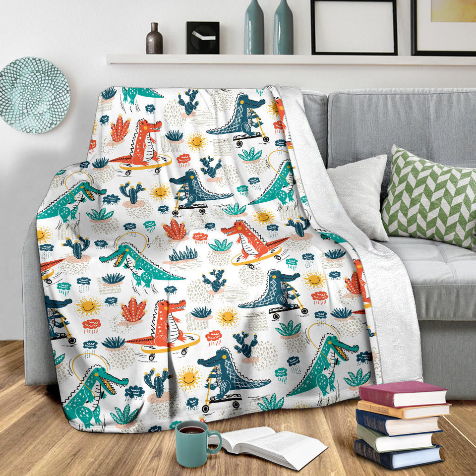Cute Crocodile Pattern Premium Blanket