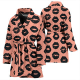 Lips Pattern Print Design 02 Women's Bathrobe