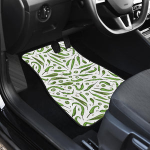Hand Drawn Sketch Style Green Chili Peppers Pattern  Front Car Mats