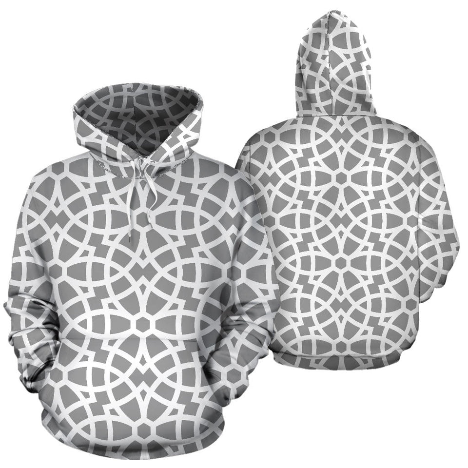 Arabic Gray Pattern Men Women Pullover Hoodie