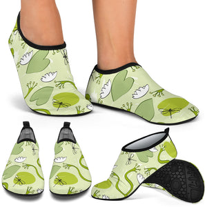 Cute Frog Dragonfly Pattern Aqua Shoes