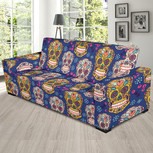 Sugar Skull Flower Pattern Sofa Slipcover
