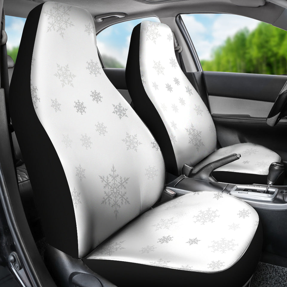 Snowflake Pattern White Background  Universal Fit Car Seat Covers