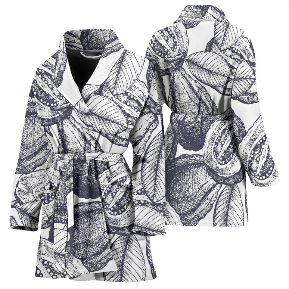 Guava Tropical Hand Drawn Pattern Women'S Bathrobe