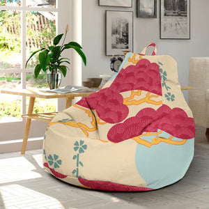 Red Bonsai Gray Sun Japanese Pattern Bean Bag Cover
