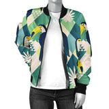 Toucan Tropical Leaves Design Pattern  Women'S Bomber Jacket