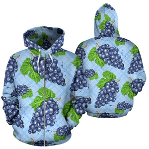 Watercolor Grape Pattern Zip Up Hoodie