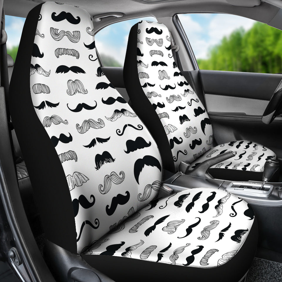Mustache Beard Pattern Print Design 04 Universal Fit Car Seat Covers