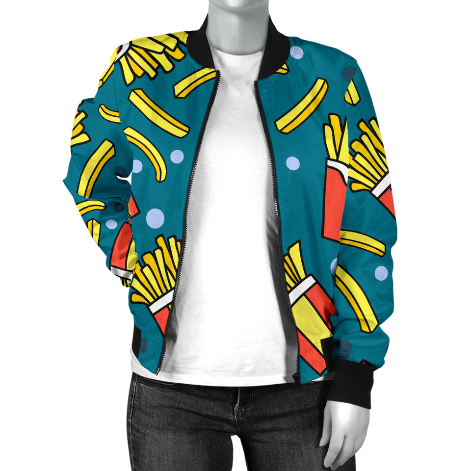 French Fries Red Paper Box Pattern Women'S Bomber Jacket