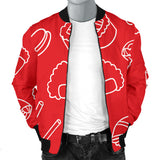Sushi Pattern Red Background Men'S Bomber Jacket