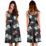 Camera Pattern Print Design 04 Sleeveless Midi Dress