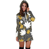 Beautiful Gold Autumn Maple Leaf Pattern Women'S Hoodie Dress