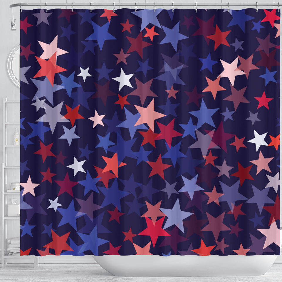 Red Blue Star Pattern Shower Curtain Fulfilled In US