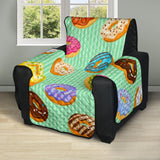 Colorful donut pattern green background Recliner Cover Protector