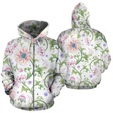 Beautiful Pink Lotus Waterlily Leaves Pattern Zip Up Hoodie