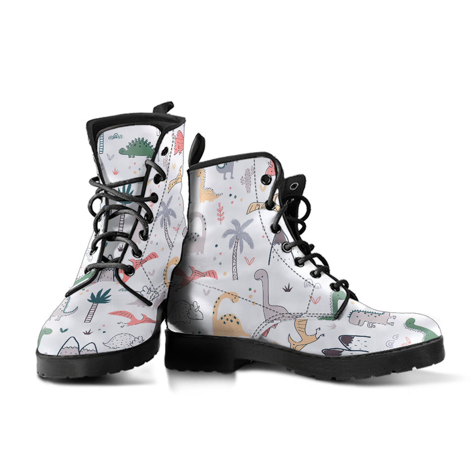 Cute Cartoon Dinosaurs Tree Pattern Leather Boots