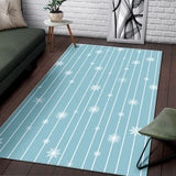 Snowflake Pattern Blue Stripe Background Area Rug