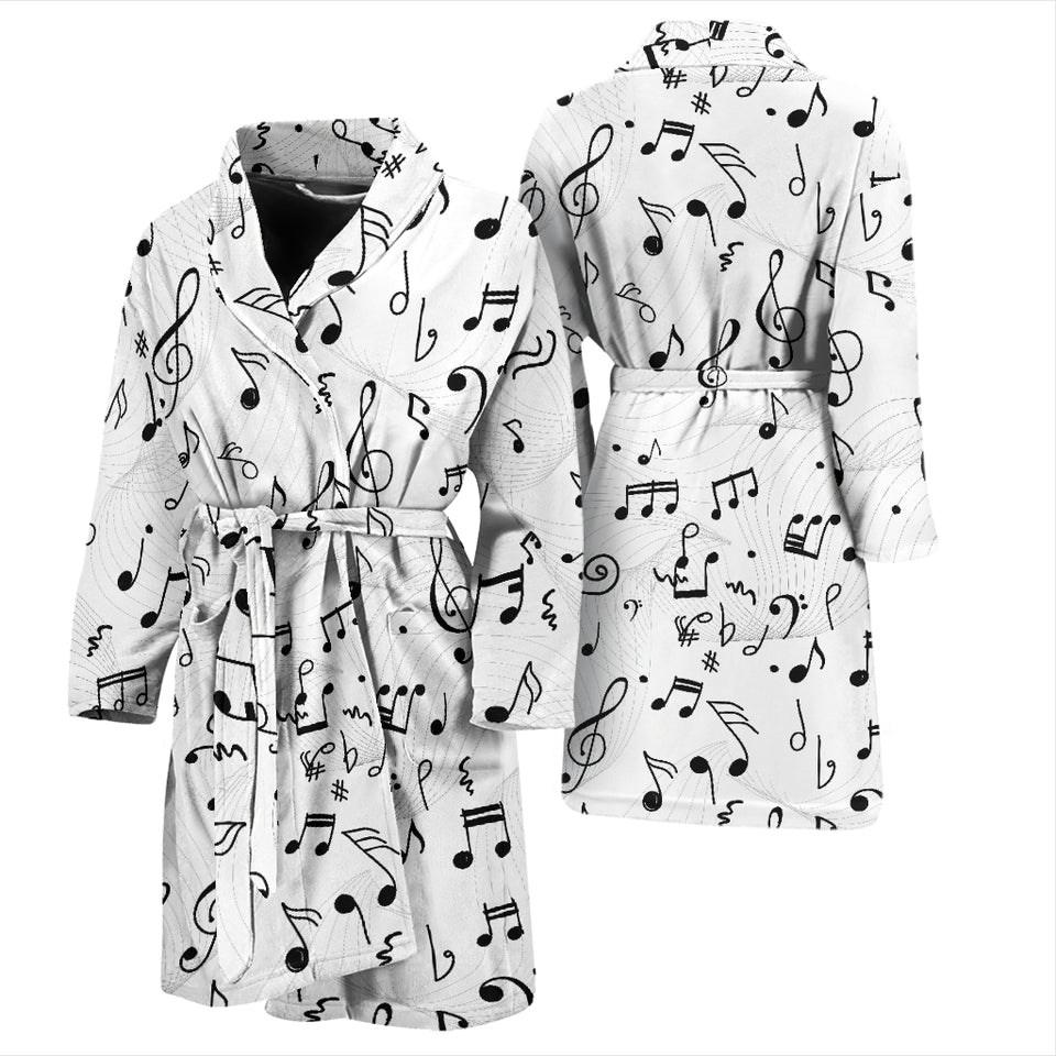 Music Notes Pattern Print Design 04 Men's Bathrobe